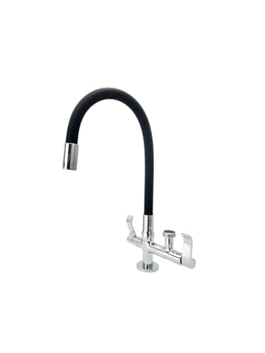 Torneira Flexível de Mesa com Saída para Máquina de Lavar Louça e Roupa Tubo Preto Samer