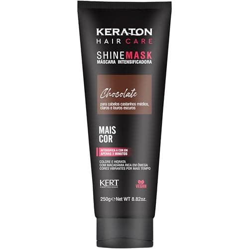 Keraton, Máscara matizadora hidratante, Trata e colore, Para cabelo castanho médio, claro e Louro escuro, Shine Mask, 250g, Chocolate