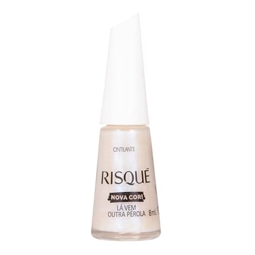 Esmalte Branco Risqué Lá vem Outra Pérola Cintilante 8ml