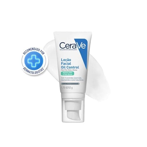 CeraVe Loção Facial Hidratante Oil Control para Pele Mista a Oleosa, Com 3 Ceramidas Essenciais, Ácido Hialurônico e Niacinamida, Hidratação Prolongada e Acabamento Matte, 52g