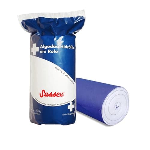 Rolo de Algodão Hidrófilo Sussex 500 g – Macio, Absorvente e Livre de Químicos