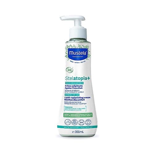 Mustela Stelatopia+ Hidratante Relipidante Antiprurido 300 ml - Hidratação Imediata e Profunda para Peles Secas e Extremamente Secas Seguro Para Bebês, Crianças e Adultos - Sem Fragrância - Stelatopia