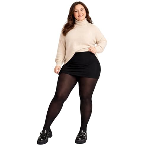 Meia Calça Térmica Plus Size Feminina Forrada com Lã Peluciada Translúcida Controle de Barriga