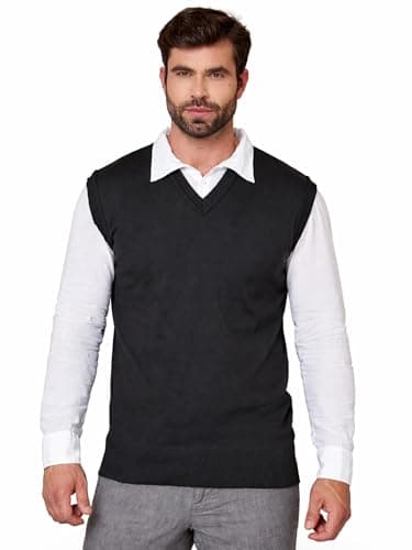 Colete Masculino Social Tricô Gola V – Suéter Pulôver Malha Premium Confortável e Elegante (BR, Alfa, GG, Plus Size, Regular, Preto)