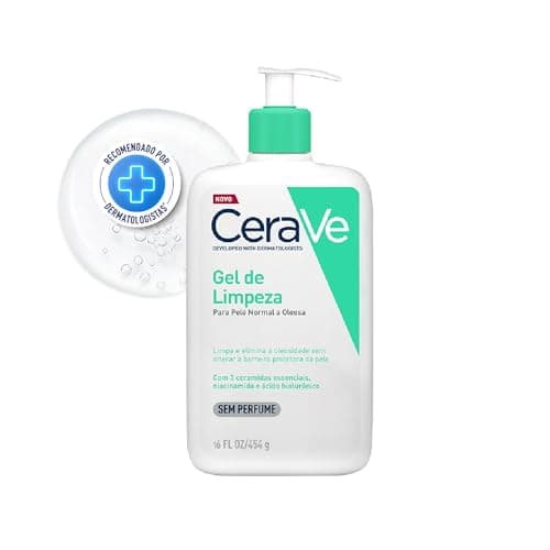 CeraVe Gel de Limpeza Facial para Pele Normal a Oleosa, com 3 Ceramidas, Ácido Hialurônico e Niacinamida, Limpeza Profunda sem Ressecar e Restauração da Barreira da Pele, 454g