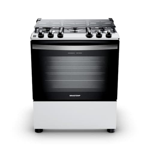 Fogão Brastemp 5 Bocas Cor Branca Com Botões Removíveis e Exclusivo Aro Protetor - BFS5NDB BIVOLT