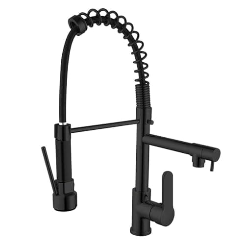 Torneira Gourmet Cozinha Monocomando, Torneira de Cozinha Cromada Bancada Com Spray Extensor, Volante Em Alavanca, Fácil Encaixe (preto)