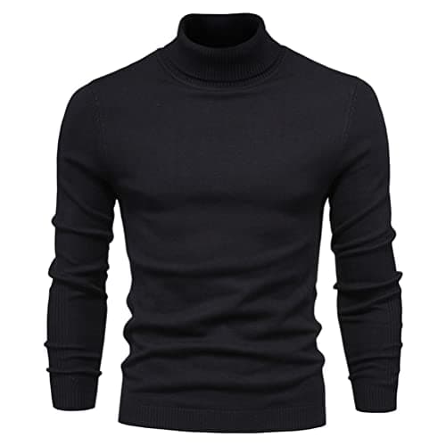 Suéteres masculino trico Suéteres Suéter Masculino Inverno Cor Sólida Quente Suéter Gola Alta Elástico Malh