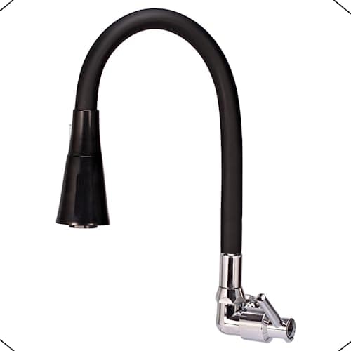 Torneira De Cozinha Pia Gourmet Silicone 1/4 Luxo Parede (Preto)