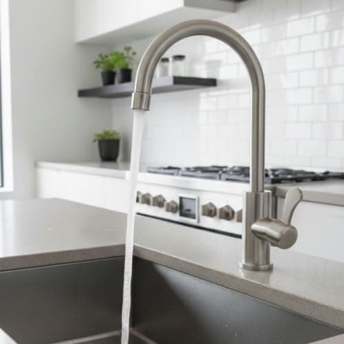 Torneira Curva Alta Inox 304, 1/4 Volta, Gira 360°, Arejador Econômico | Cozinha Gourmet Bancada