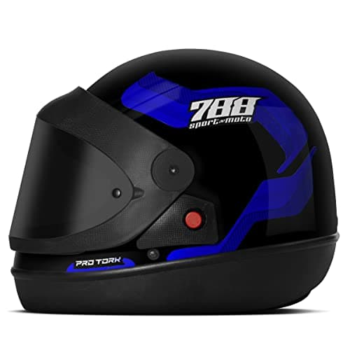 CAPACETE FECHADO PRO TORK SPORT MOTO 788 AZUL TAM. 56 VIS. FUMÊ