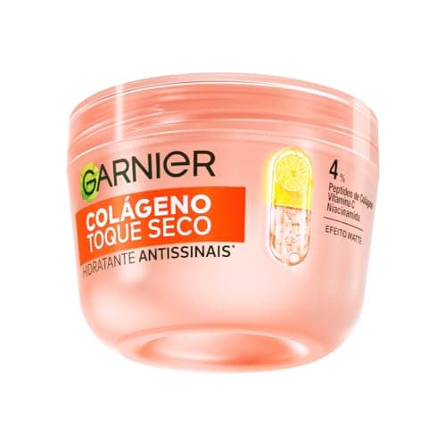 Garnier Hidratante Facial Antissinais Toque Seco, com Colágeno, Niacinamida e Vitamina C, Aumenta a Firmeza e Elasticidade da Pele, 48h de Hidratação, 85g