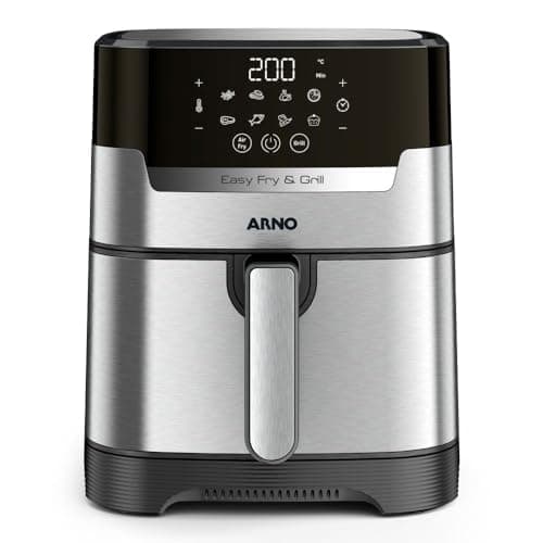 Fritadeira sem Óleo e Grill Arno Airfryer & Grill Expert Digital 4,2L UFE2, 1420W, Inox e Preta, 8 Programas, 2 em 1 para Fritar e Grelhar, 220V