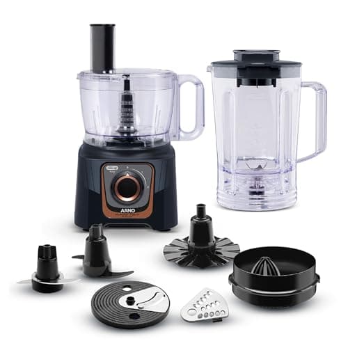 Multiprocessador Arno Multichef 700W MP72, com 24 Funções, Preto, 7 Acessórios, 2 Velocidades, Liquidificador 3,1L e Espremedor de Frutas, 220V