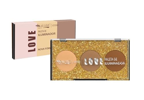 Paleta de Iluminador Trio Max Love Cor 1 - Maquiagem de Alta Pigmentação, Acabamento Radiante e Duradouro, Cosméticos