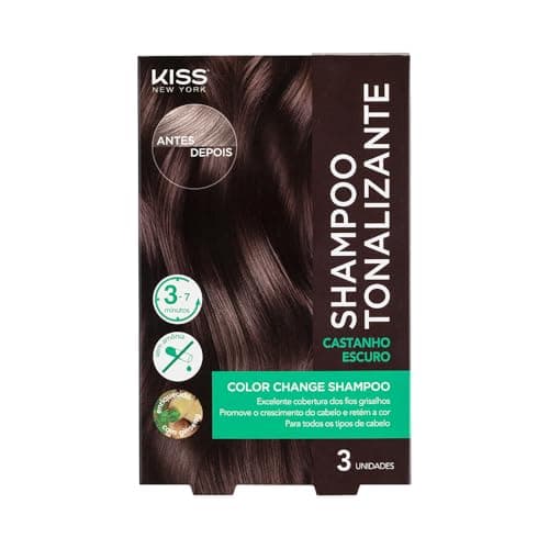 KISS NEW YORK Color Change Shampoo - Shampoo Tonalizante Castanho Escuro