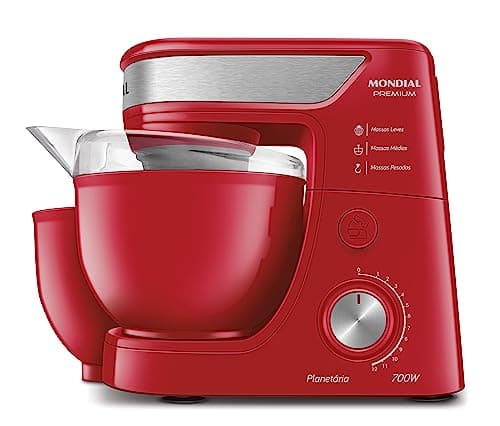 Batedeira Planetária, Mondial, Vermelho/Inox, 700W, 110V - BP-01P-R