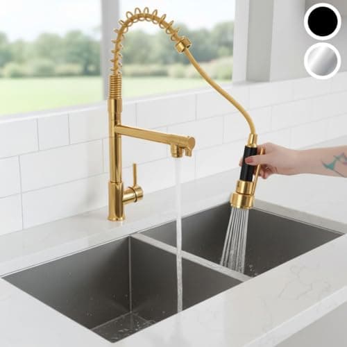 Torneira Cozinha Gourmet Monocomando Bancada 2 Jatos Misturador Dourada Luxo