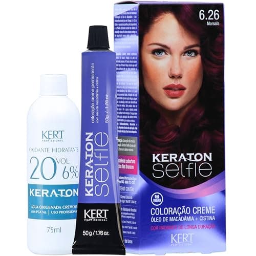 Keraton Coloração Permanente Em Creme Para Cabelos Com Cistina E Óleo De Macadâmia Selfie 50G Nº 6.26 Marsala